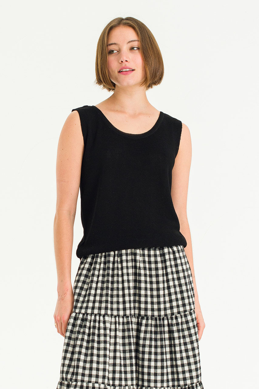 Summer Knit U neck Tank, Black