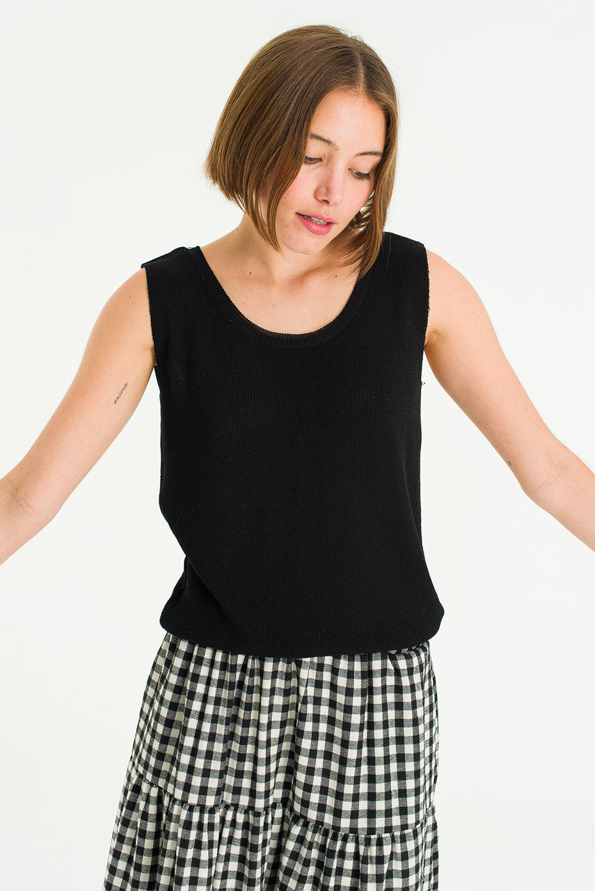 Summer Knit U neck Tank, Black