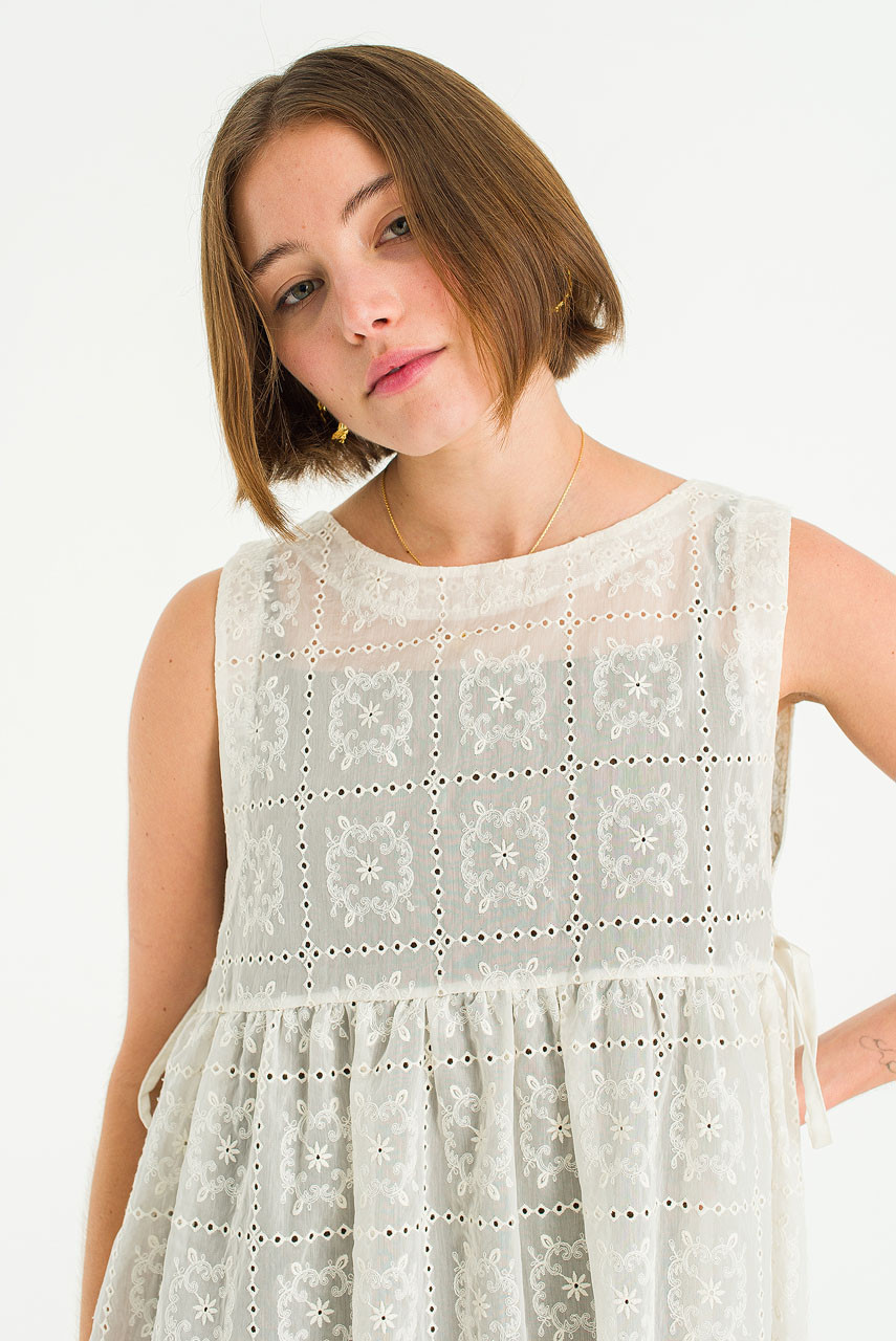 Ribbon Side Lace Vest, Ivory