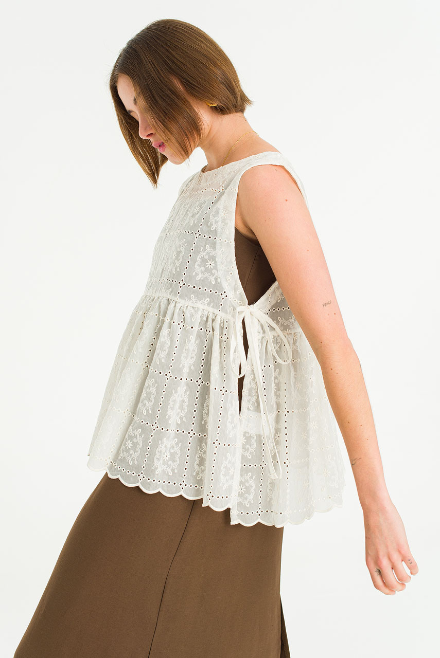 Ribbon Side Lace Vest, Ivory