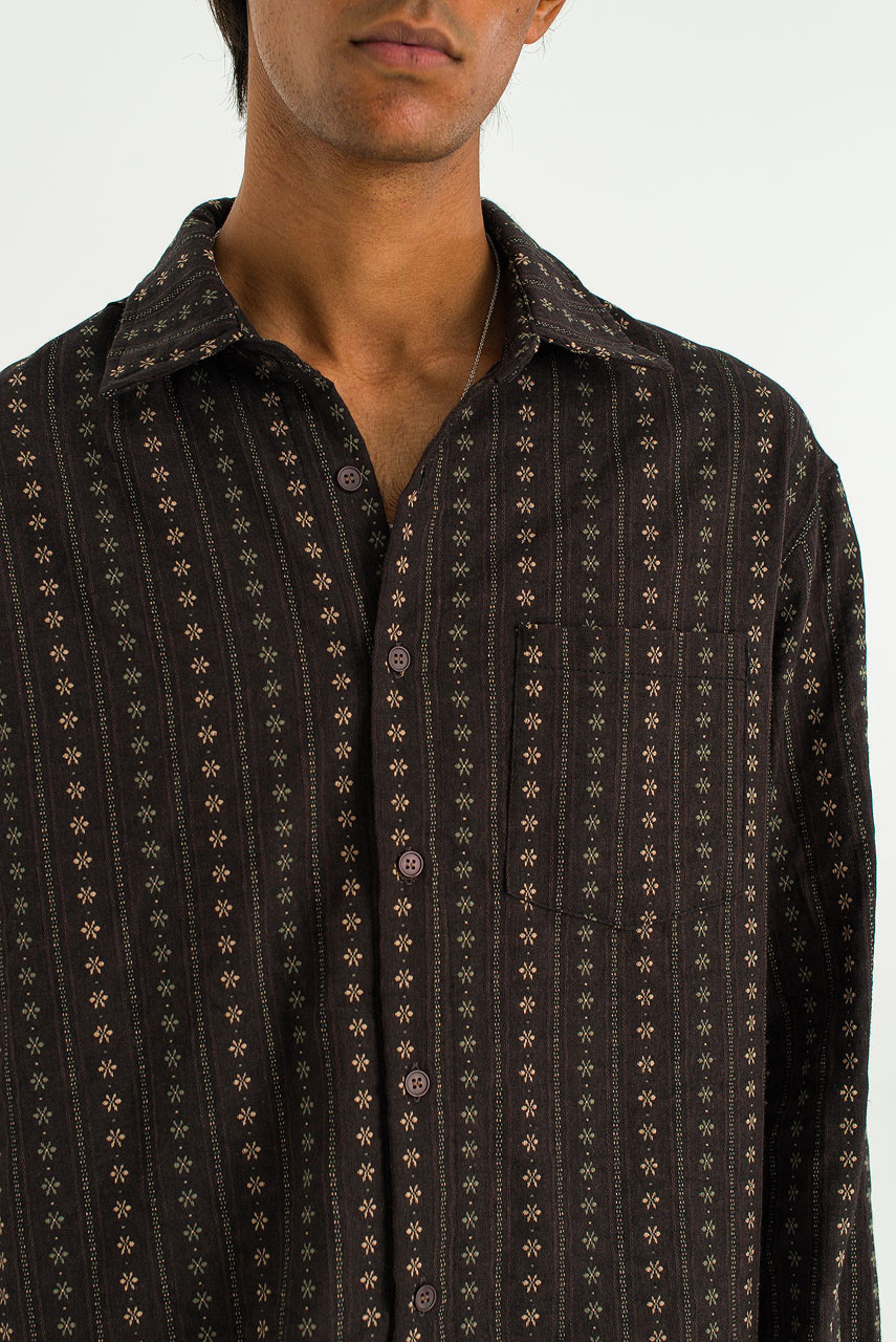 Menswear | Embroidered Shirt, Brown