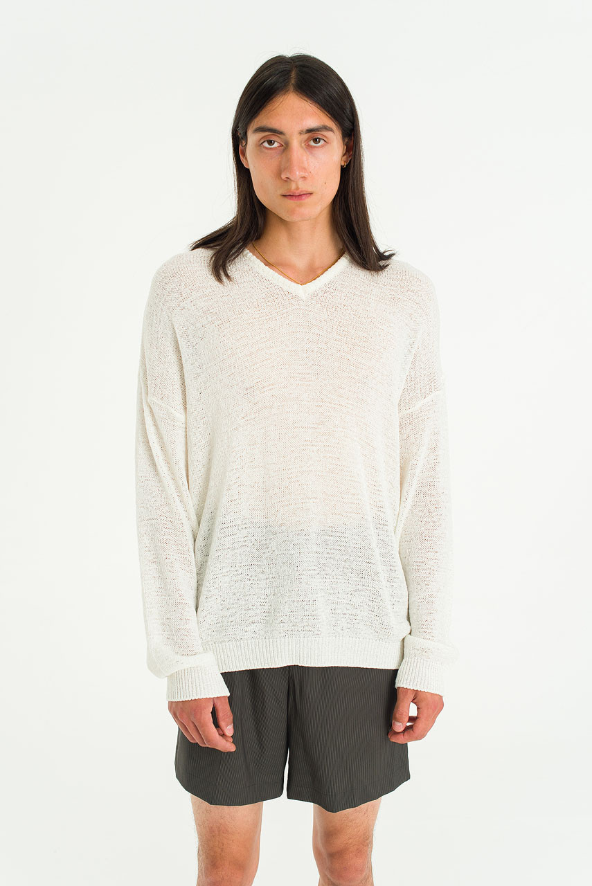 Menswear | Loose-Fit V-Neck Knit, Ivory