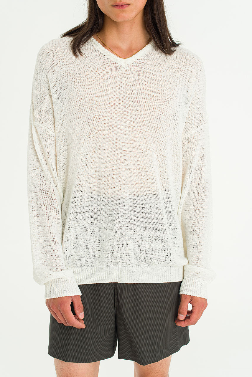 Menswear | Loose-Fit V-Neck Knit, Ivory