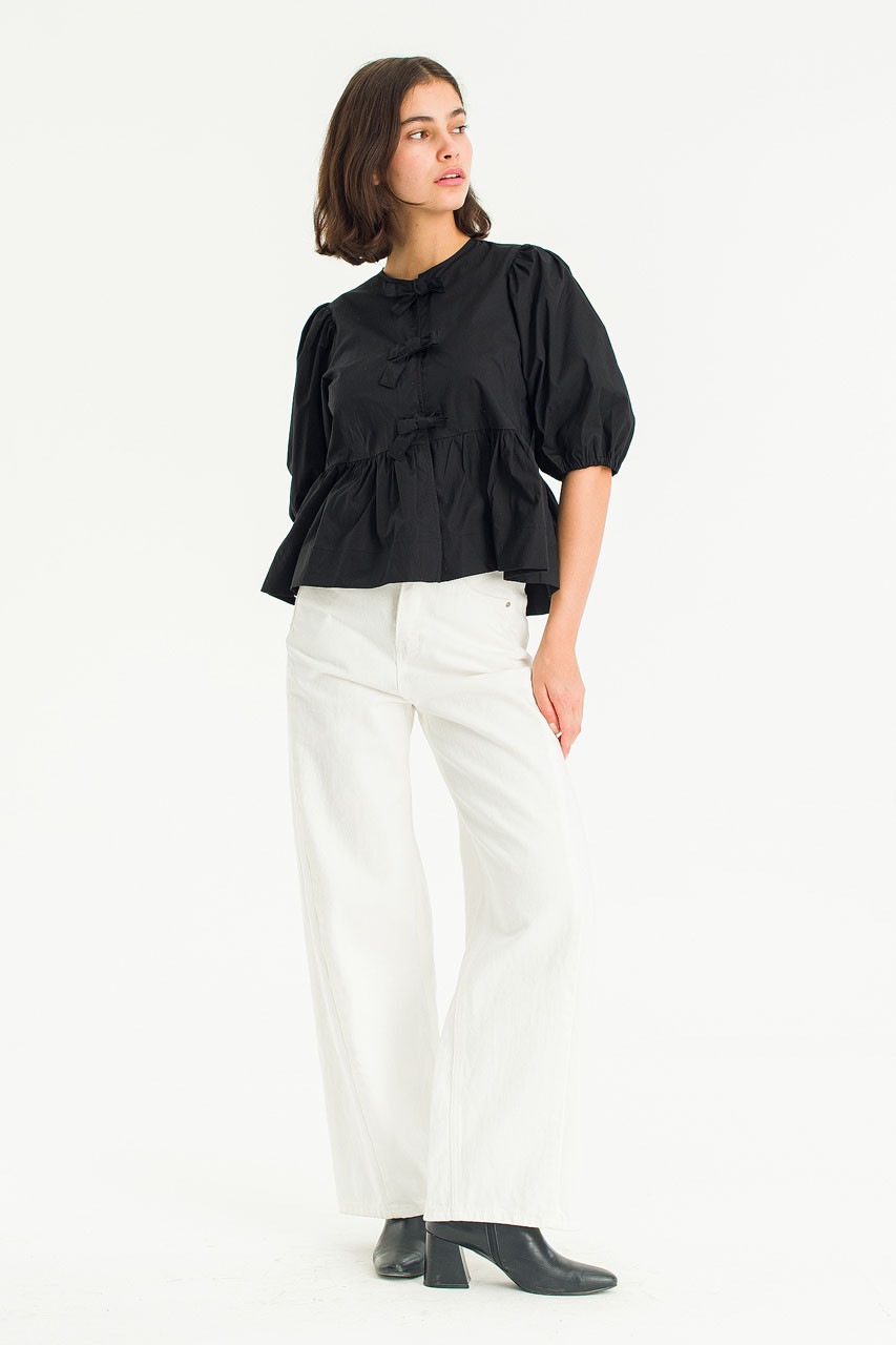 LIG. ribbon blouse F ブラック