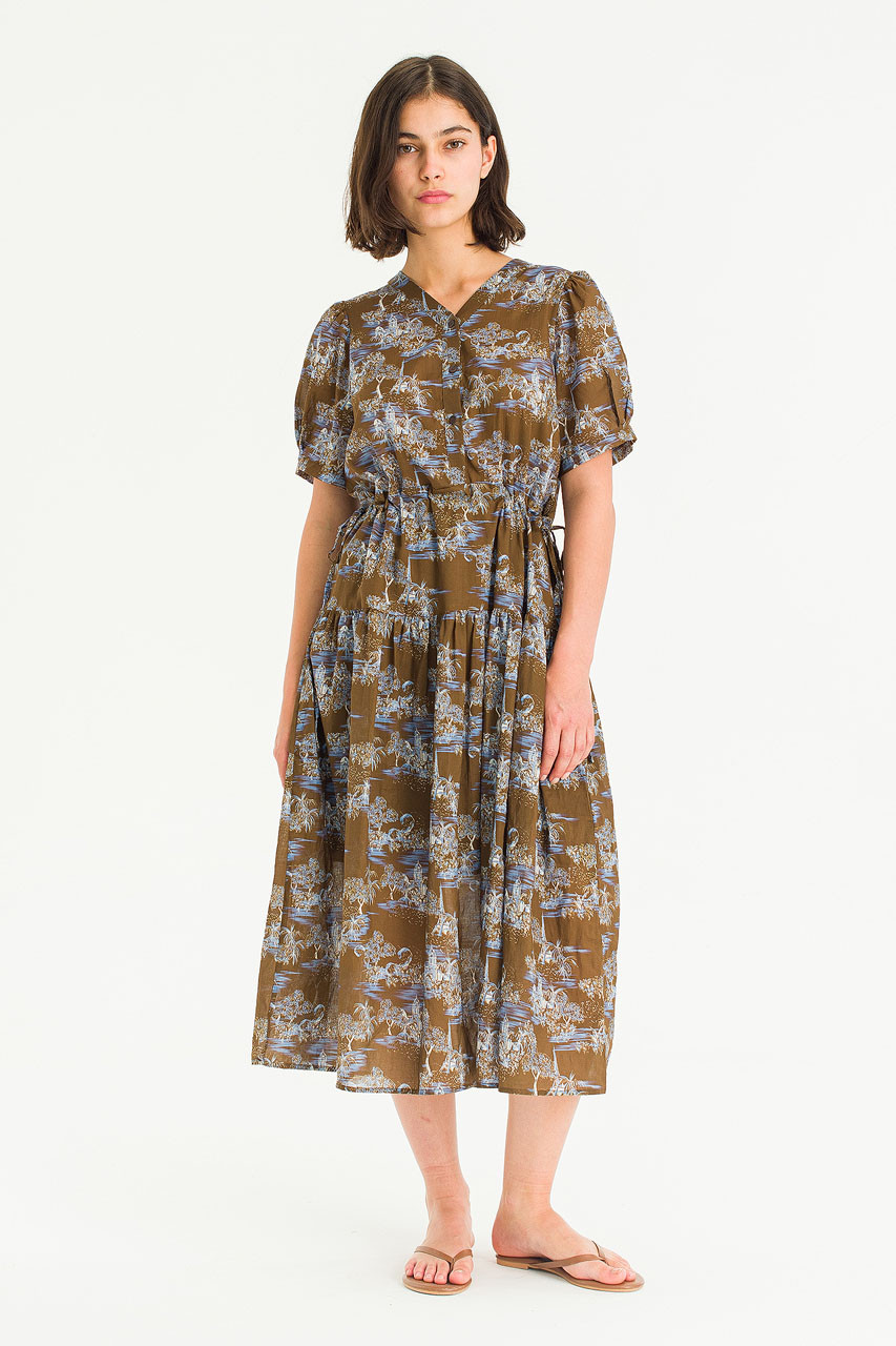 Wild Flower Mid Dress, Brown