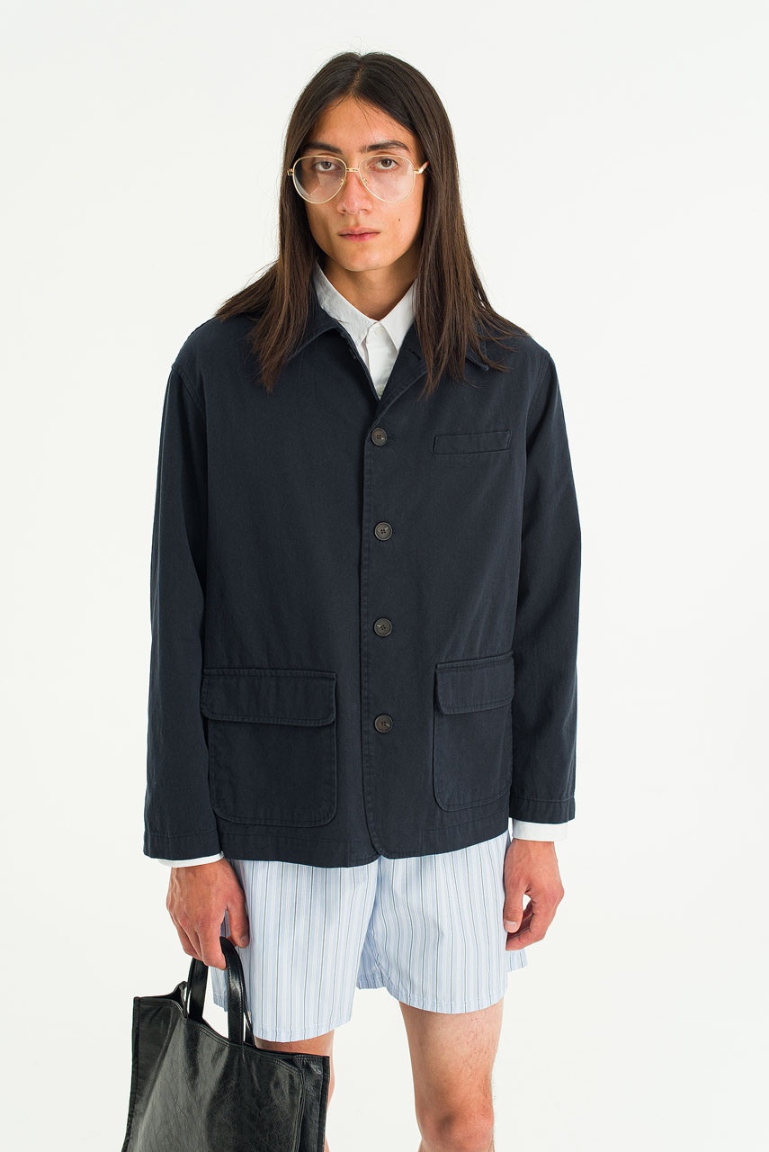 ジャケット・アウター Duplex Cotton Jersey MA-1 Cosmo Navy Overshirt | Blue | navy mix | Slim fit | 30-306035K | LINDBERGH
