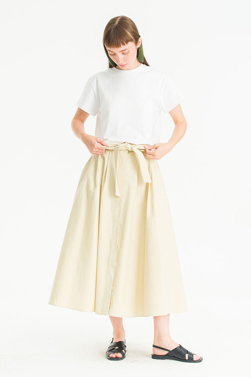 Lina Belted Mid Skirt, Beige