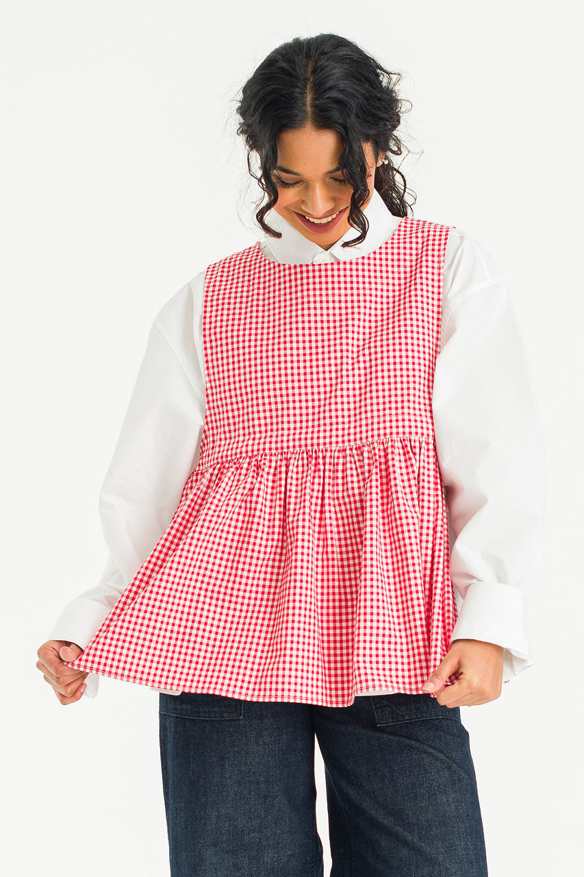 Faye Ribboned Vest, Cherry Gingham