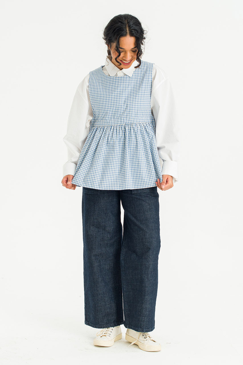 Faye Ribboned Vest, Blue Gingham
