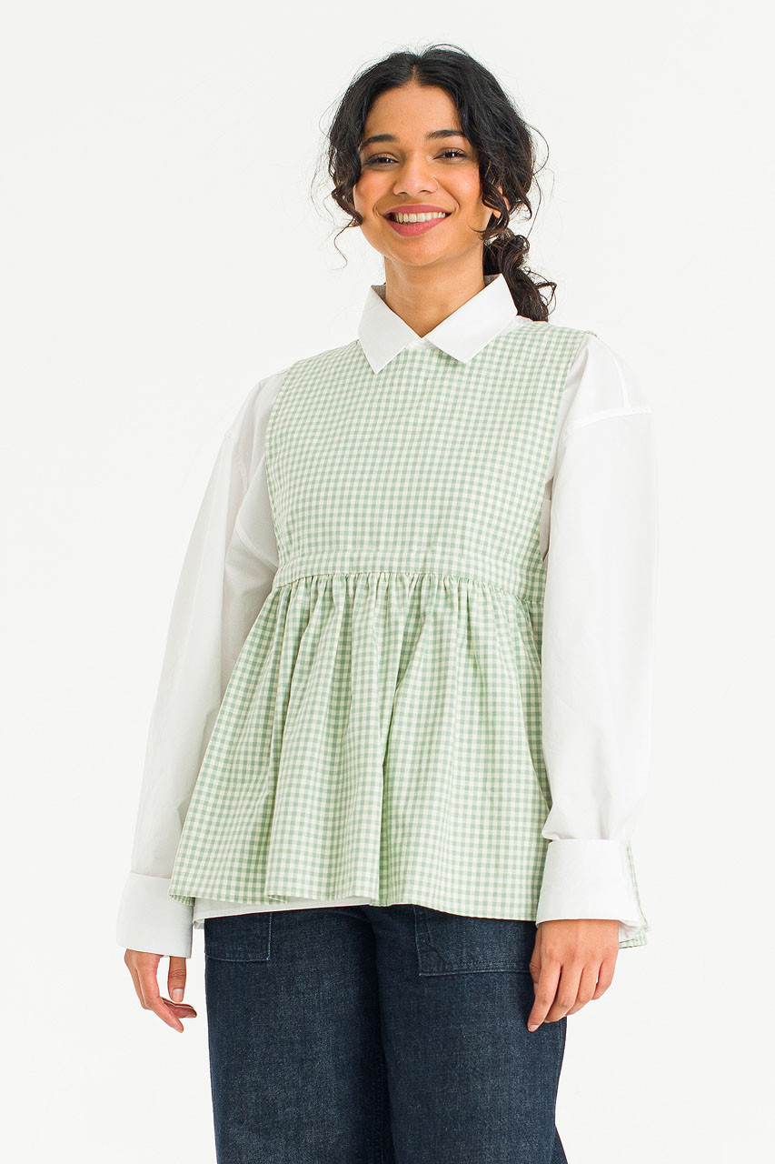 Faye Ribboned Vest, Mint Gingham