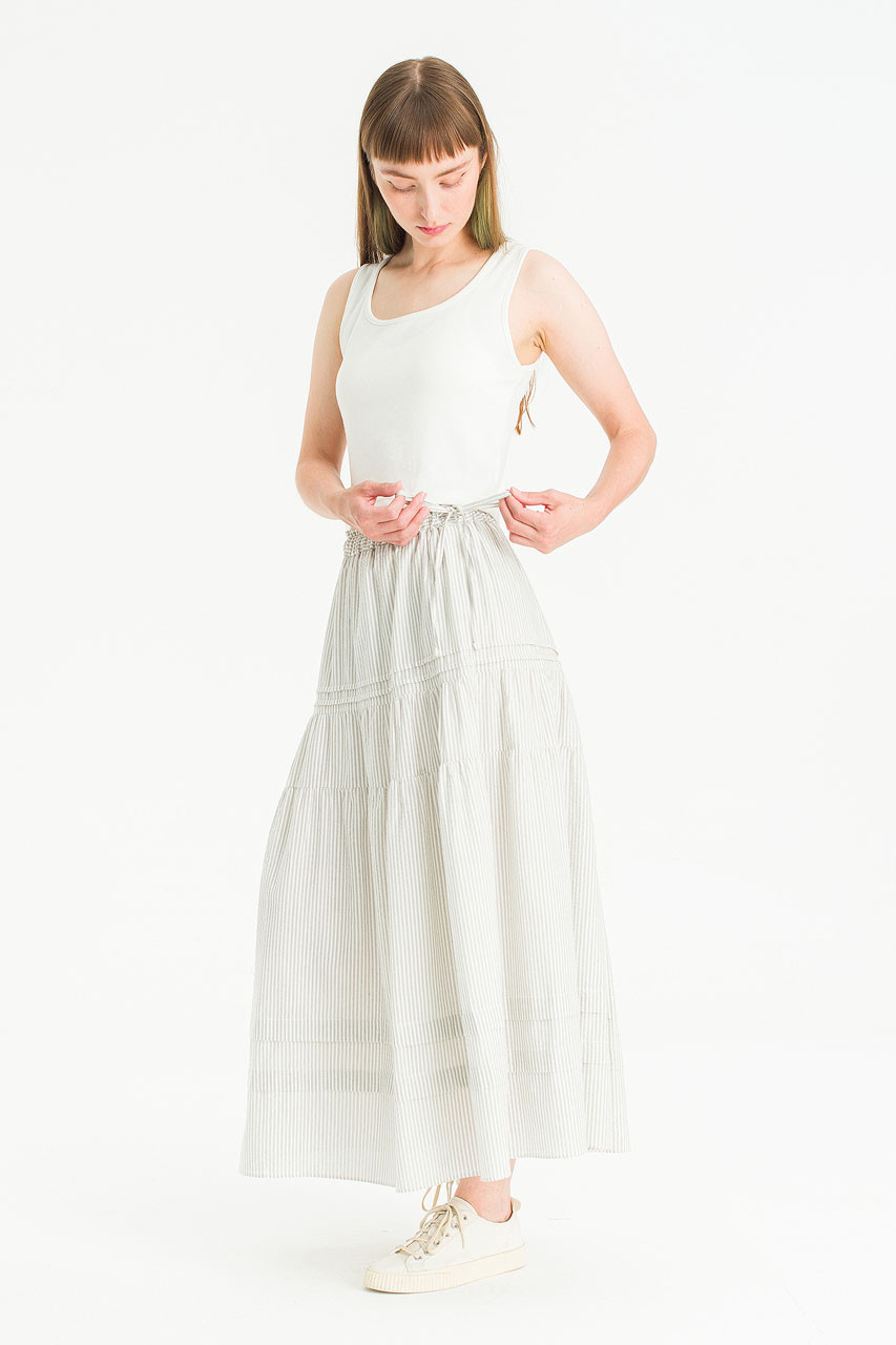 Lisa Stripe Long Skirt, Navy