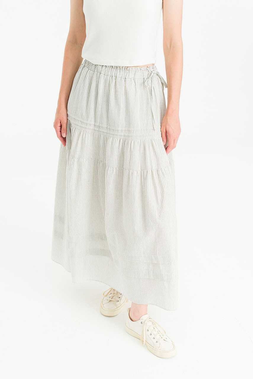 Lisa Stripe Long Skirt, Navy