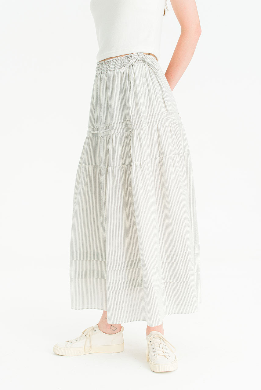 Lisa Stripe Long Skirt, Navy