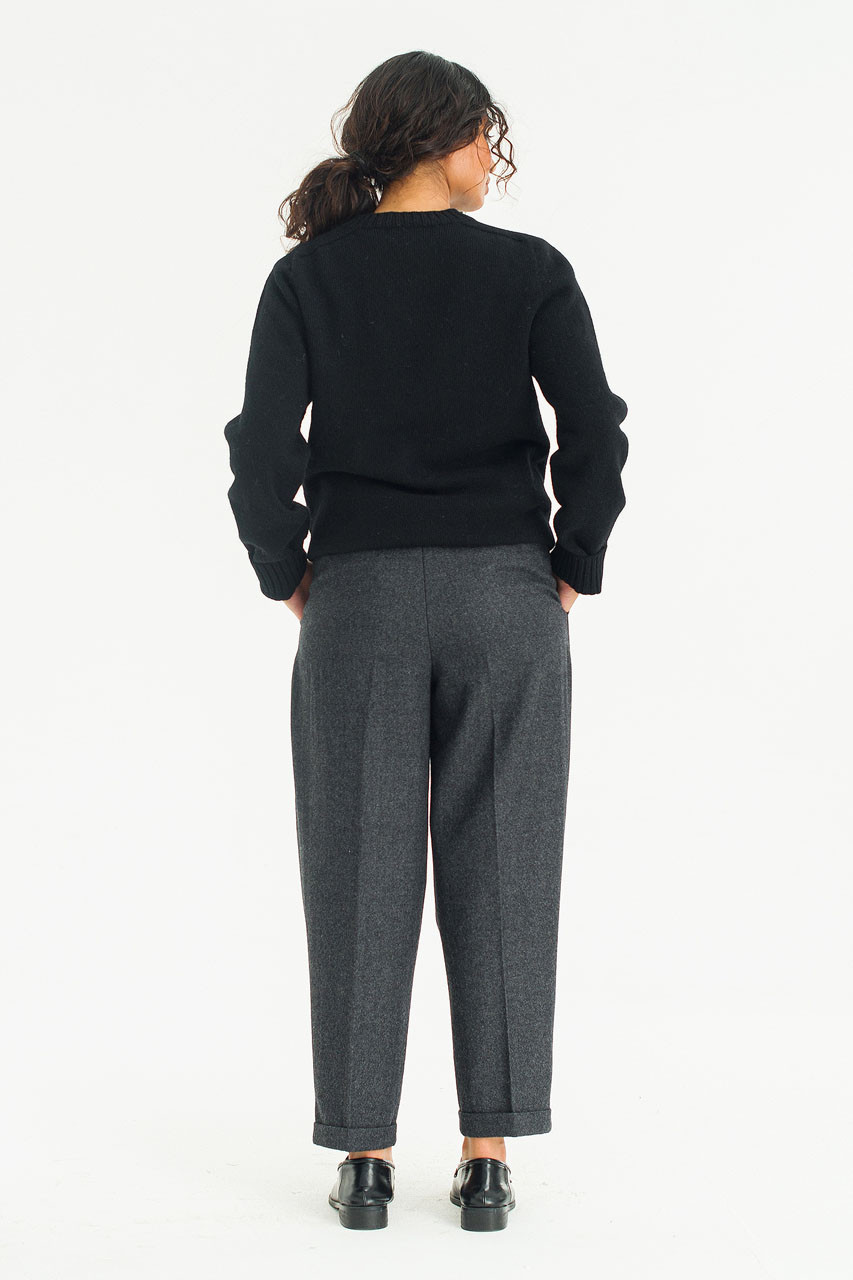 Brushed Shetland Crew Neck Jumper, Black