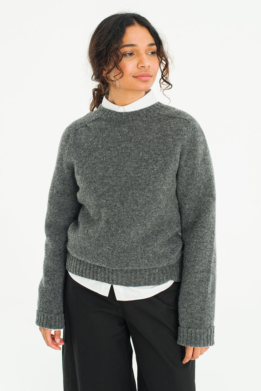 Lochfield Wool Seamless Jumper, Dark Grey