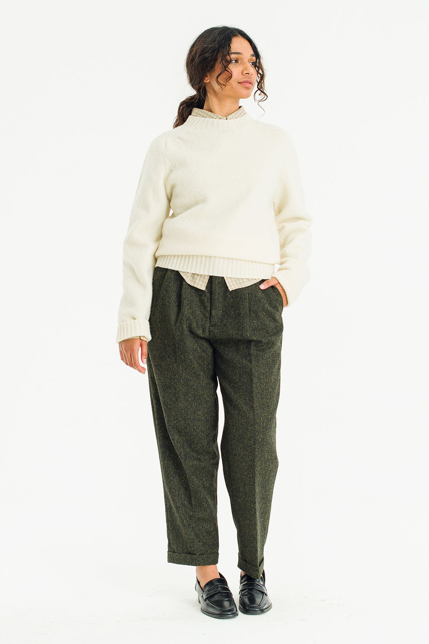 Brushed Shetland Crew Neck Jumper, Winter White