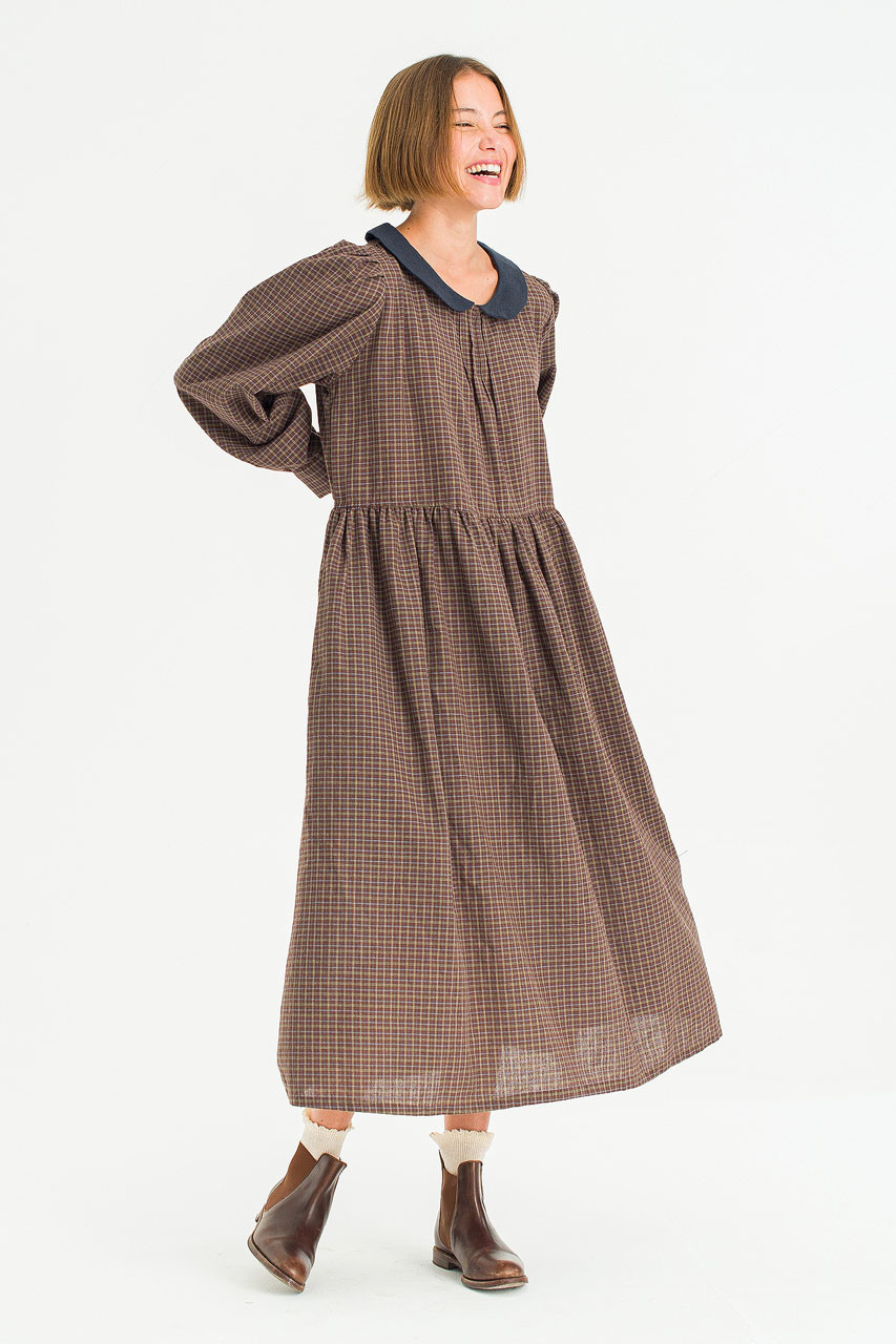 Sophie Low Collar Check Dress, Green