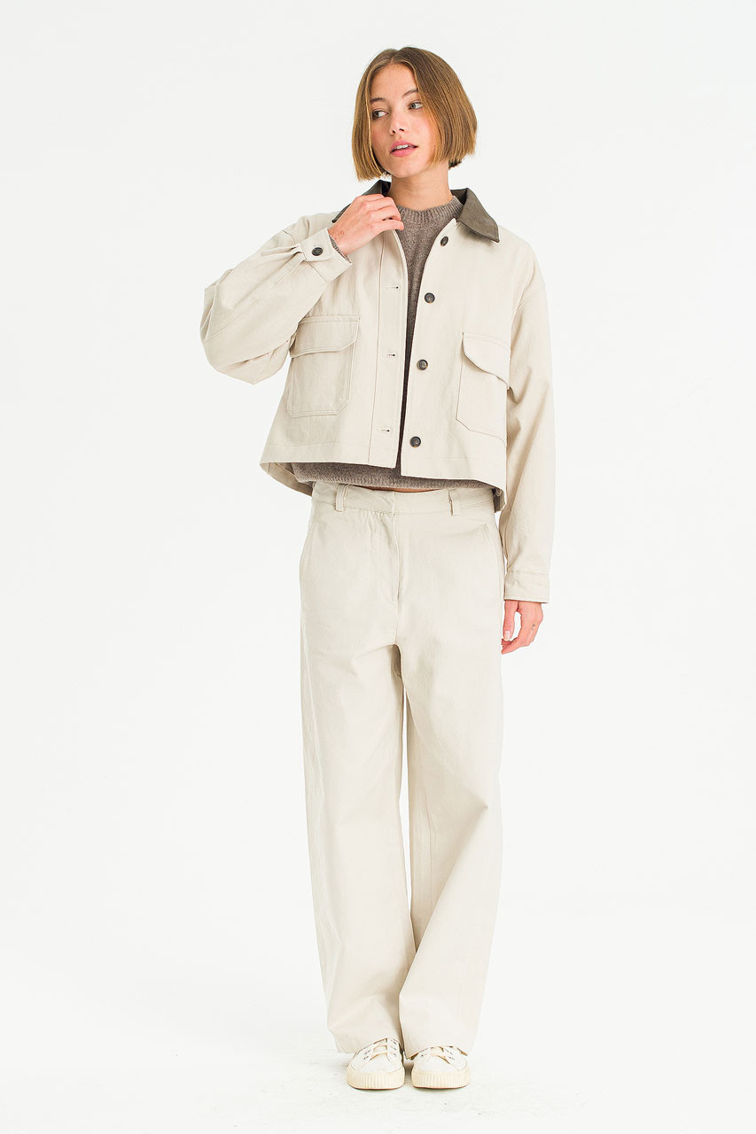 Elea Contrast Collar Jacket, Oat