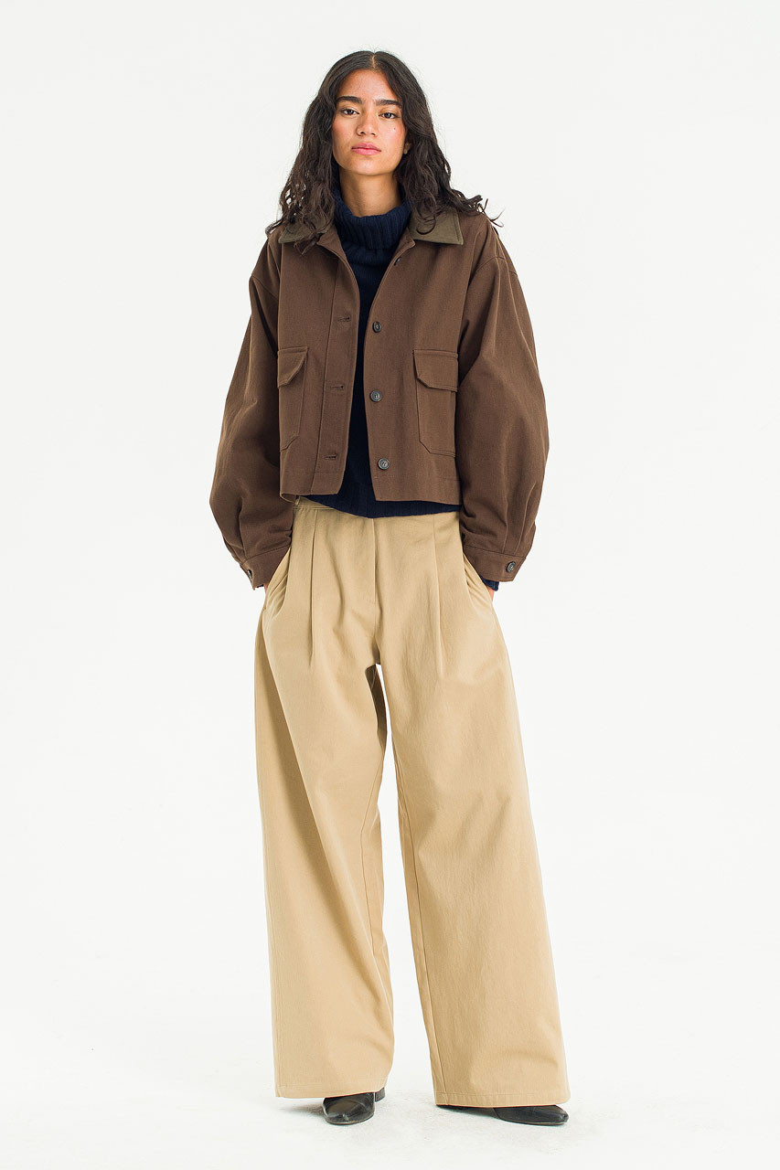 Elea Contrast Collar Jacket, Brown