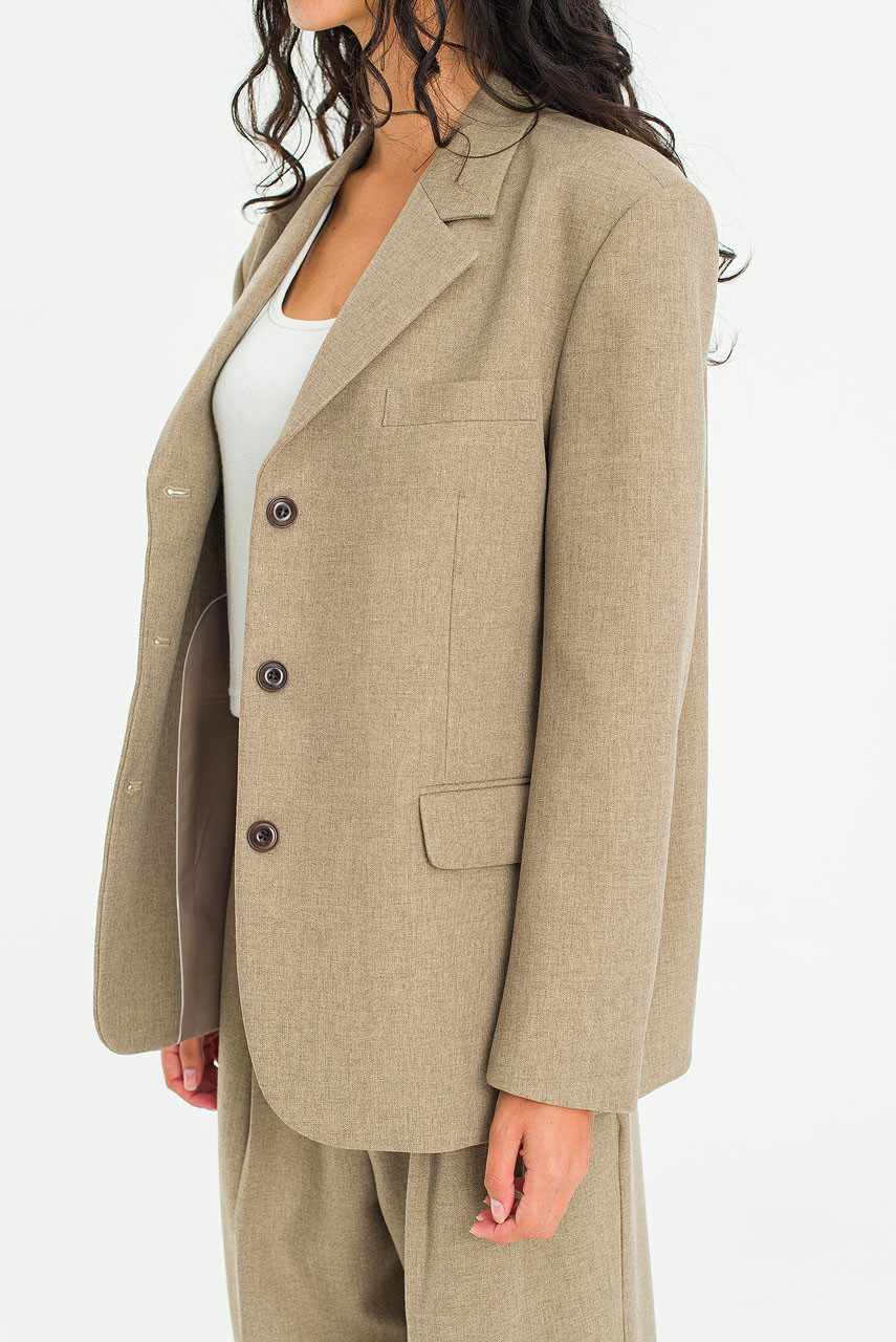 Framed Tailored Blazer, Beige