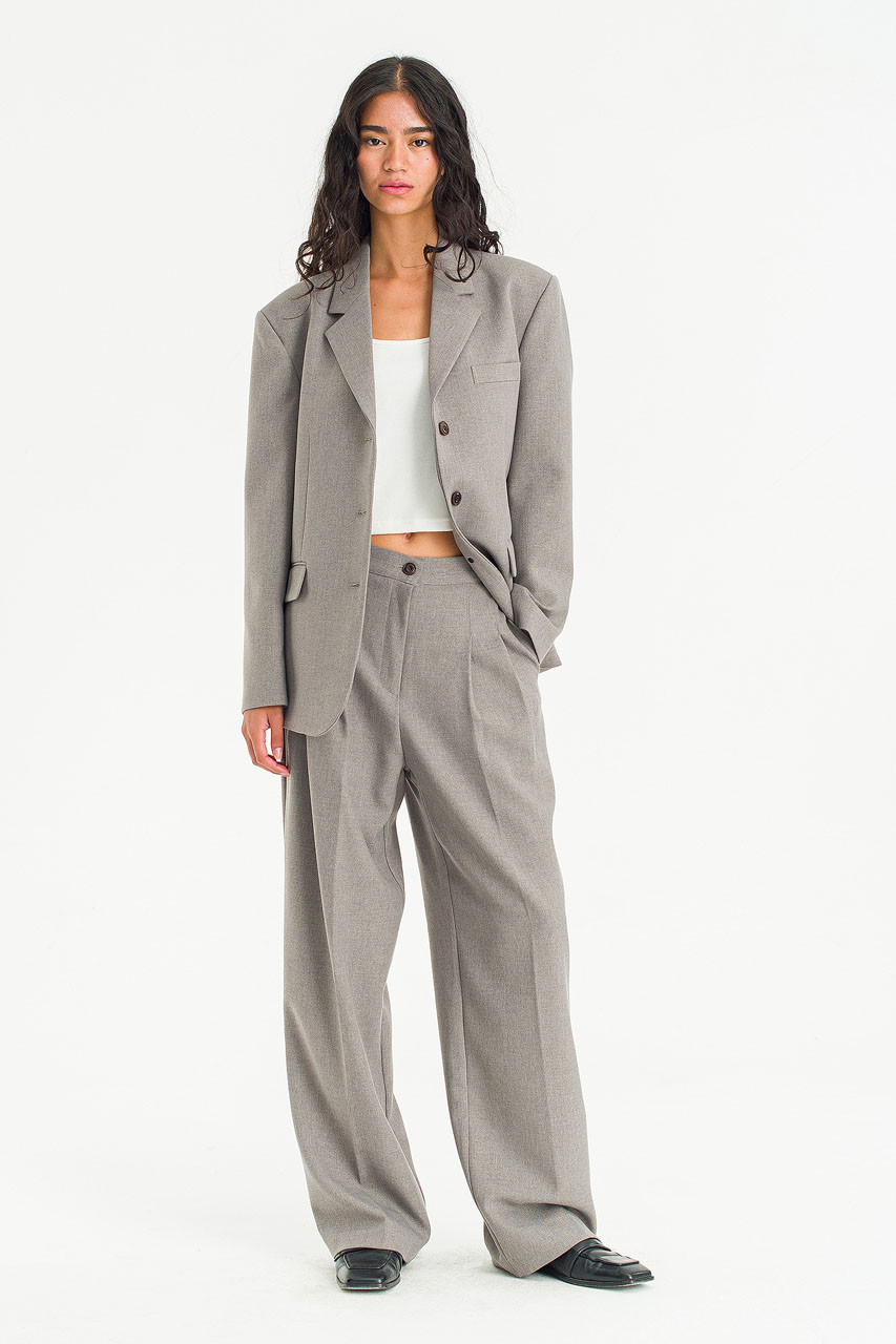 Framed Tailored Blazer, Grey