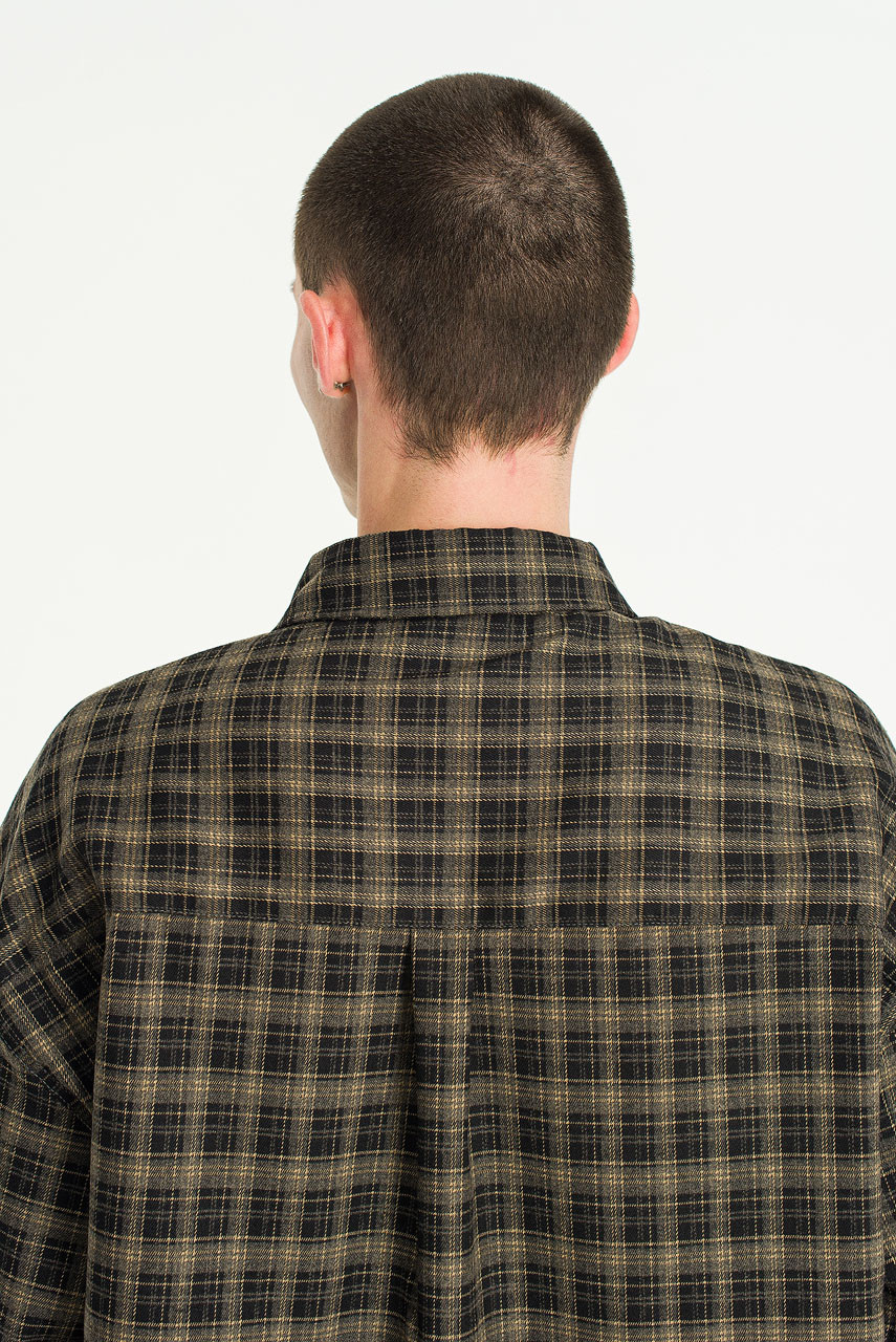 Menswear | Midweight Cropped Check Shirt, Brown