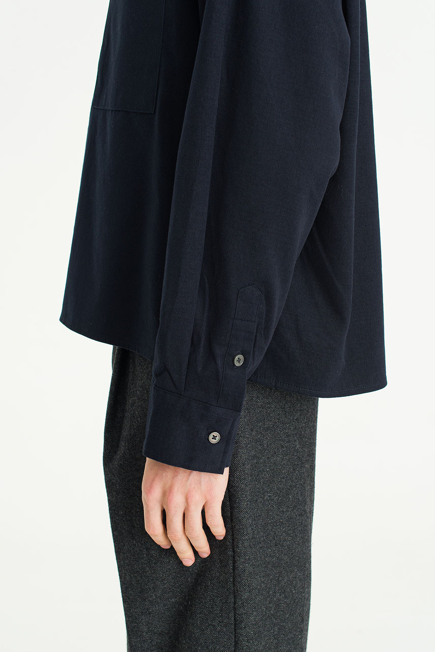 Menswear | Suedette Cropped Shirt, Navy