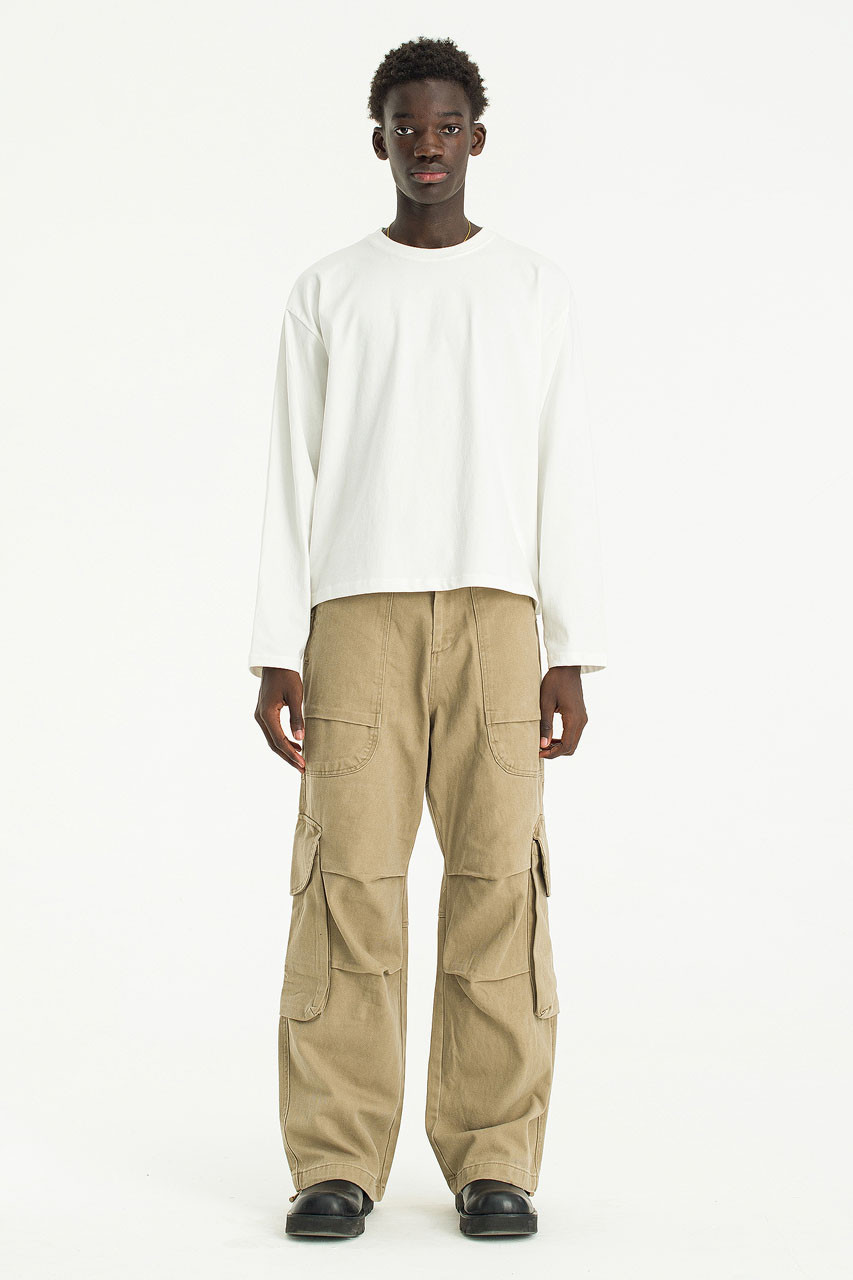 Menswear | Cropped Long-Sleeve Tee, Ivory