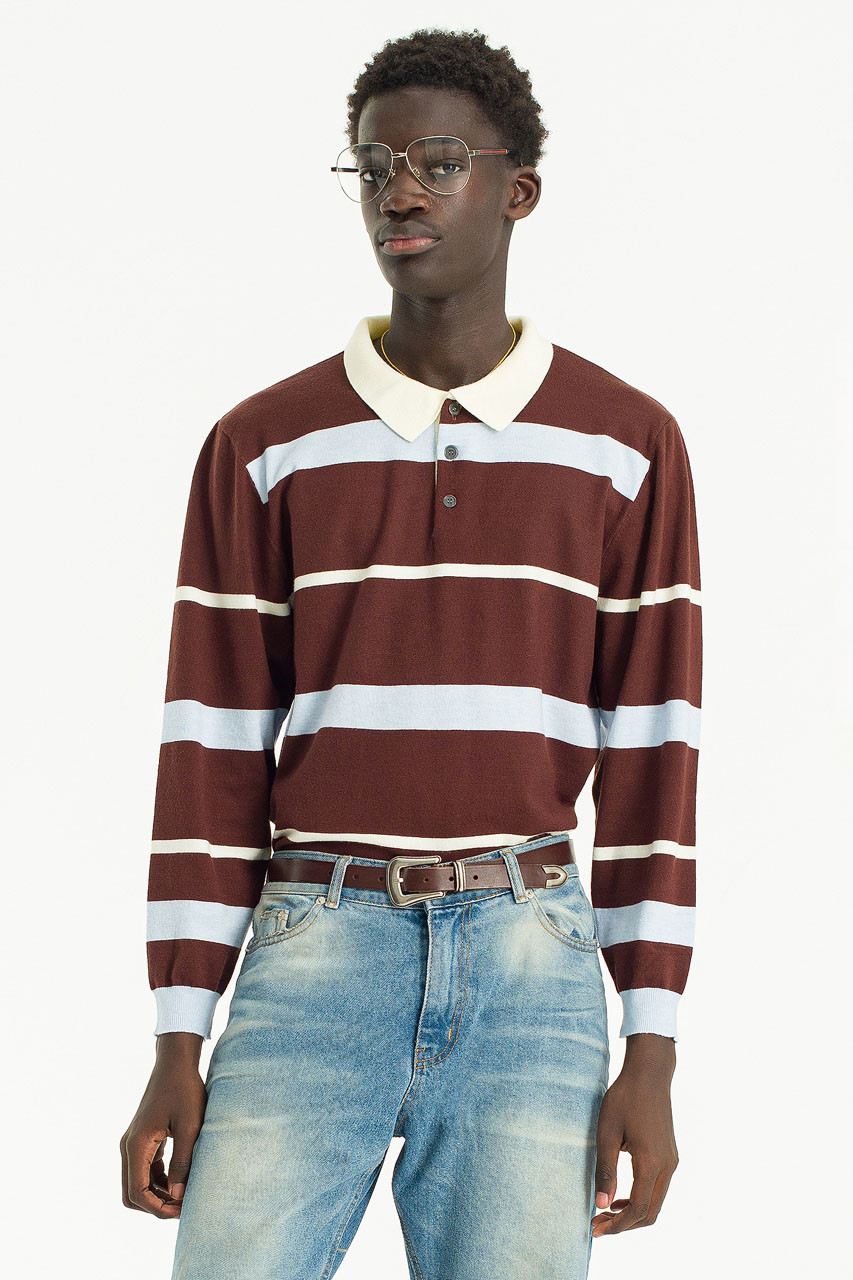 Menswear | Lightweight Cropped Rugby Knit, Chocolate