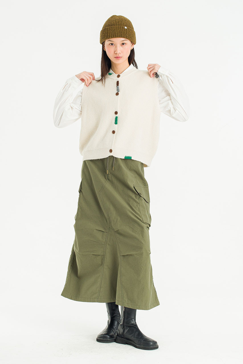 Woolen Vestige Knit Vest, Ivory