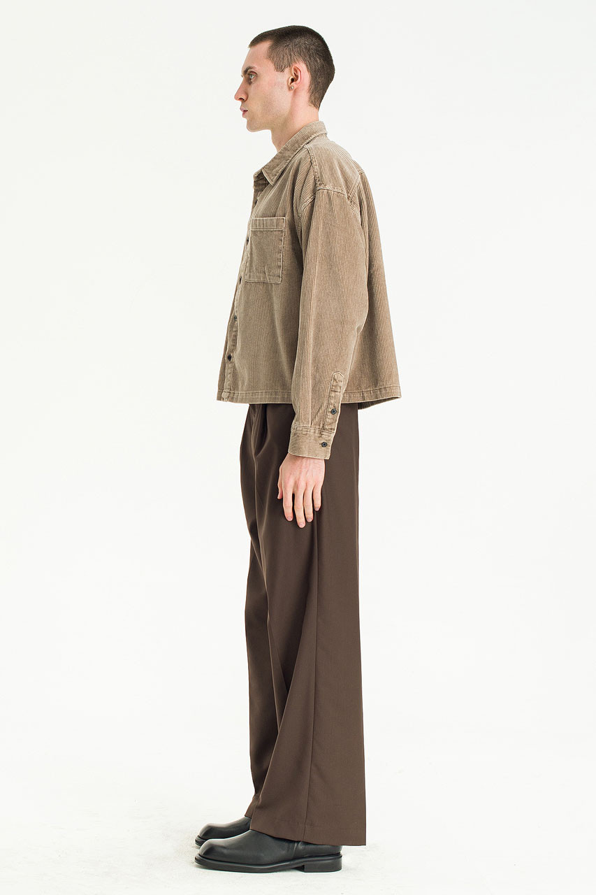 Menswear | Cropped Cord Pigment Shirt, Mocha