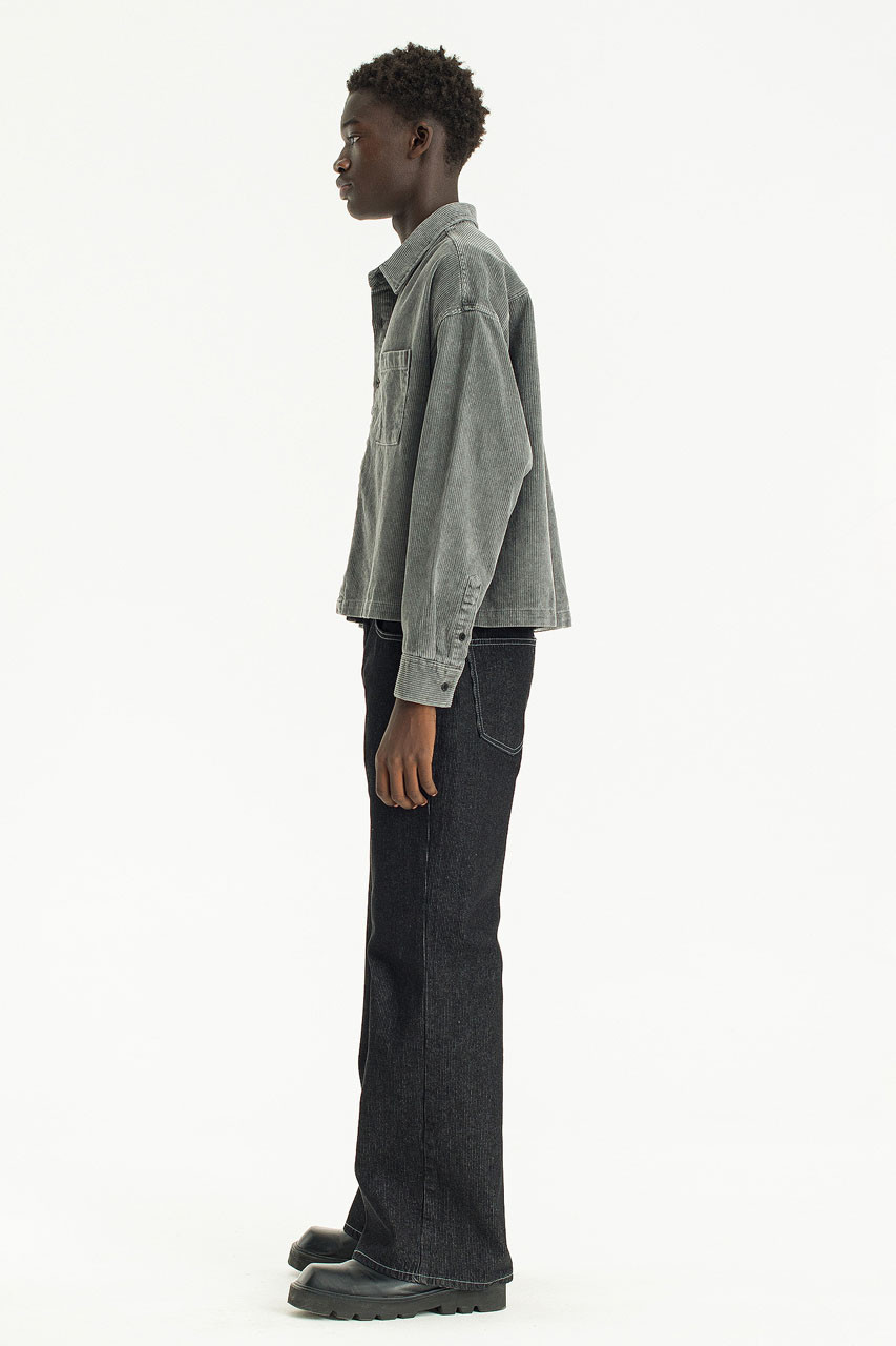 Menswear | Cropped Cord Pigment Shirt, Charcoal