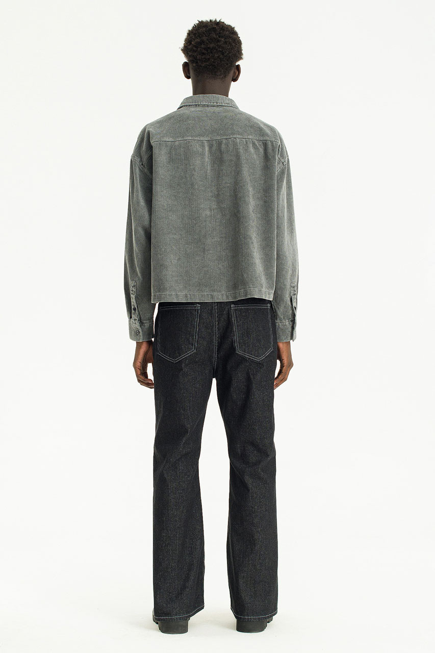 Menswear | Cropped Cord Pigment Shirt, Charcoal