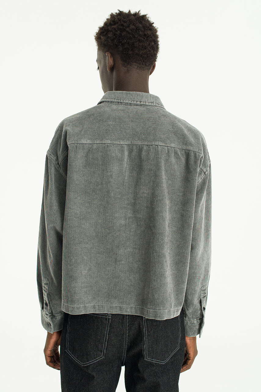 Menswear | Cropped Cord Pigment Shirt, Charcoal