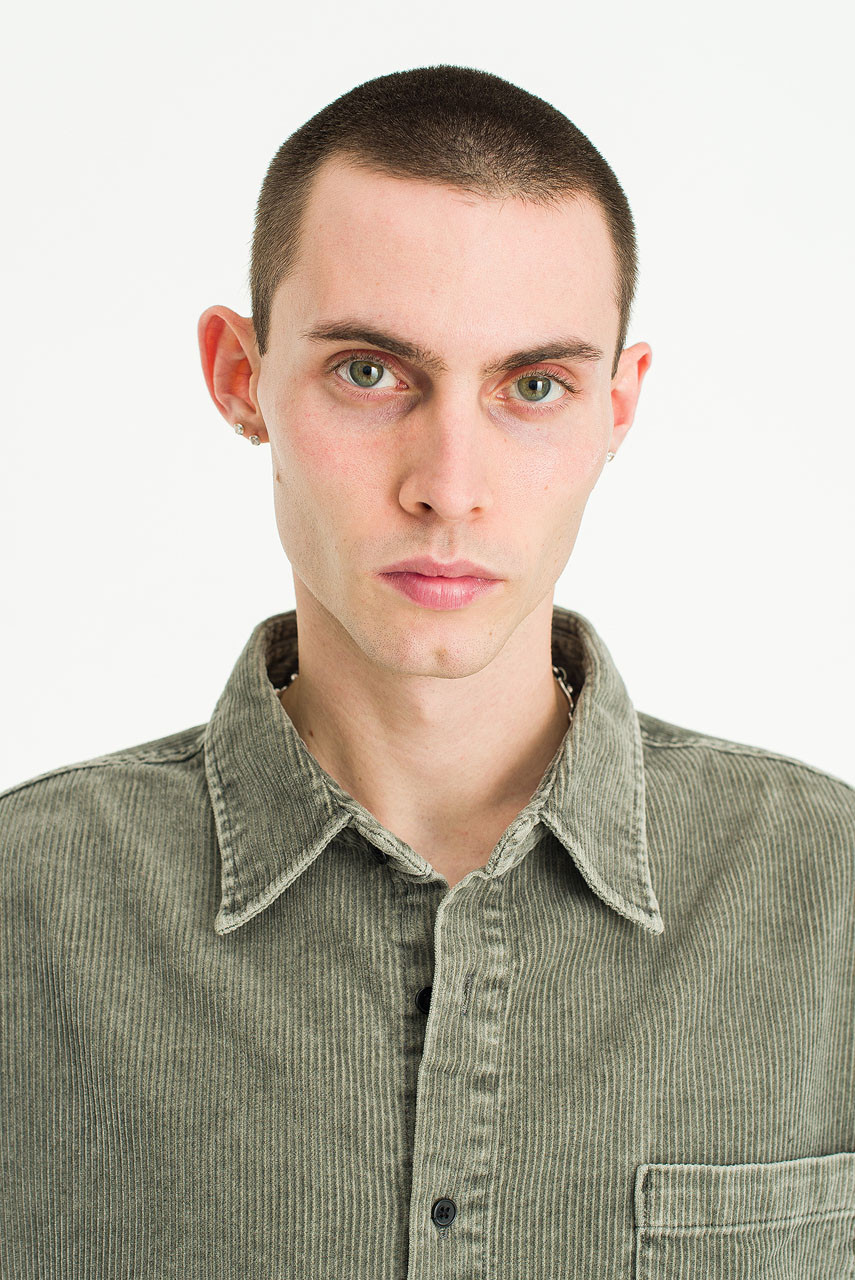 Menswear | Cropped Cord Pigment Shirt, Khaki