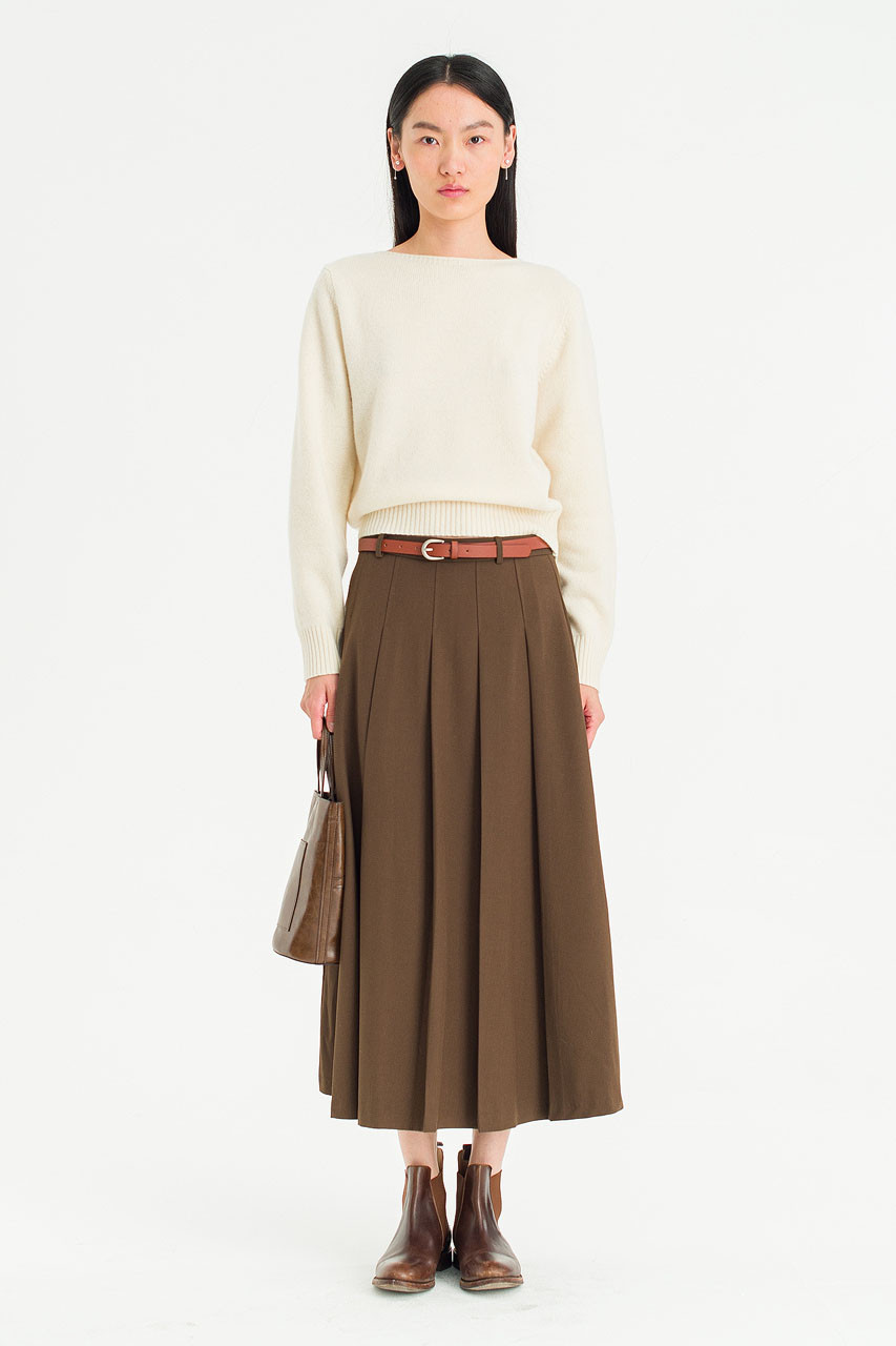 Fine Wool Boat Neck Jumper, Ivory