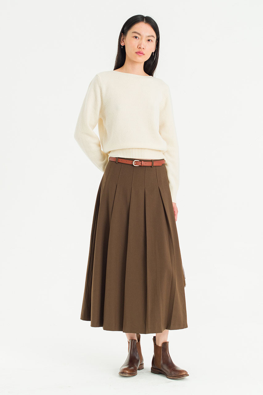 Fine Wool Boat Neck Jumper, Ivory