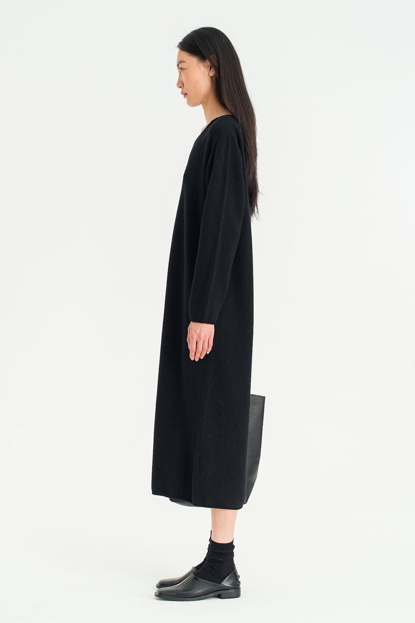 Still Knit Long Dress, Black