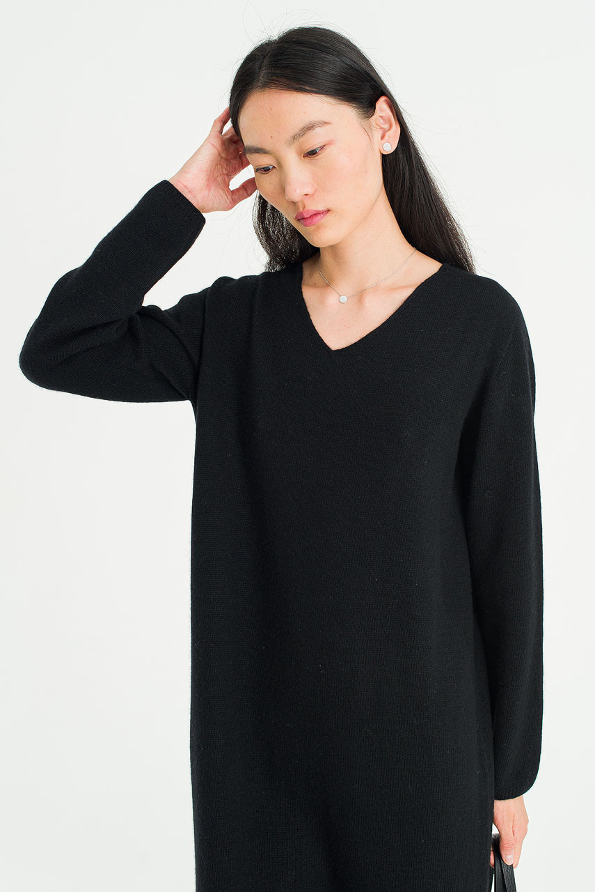 Still Knit Long Dress, Black
