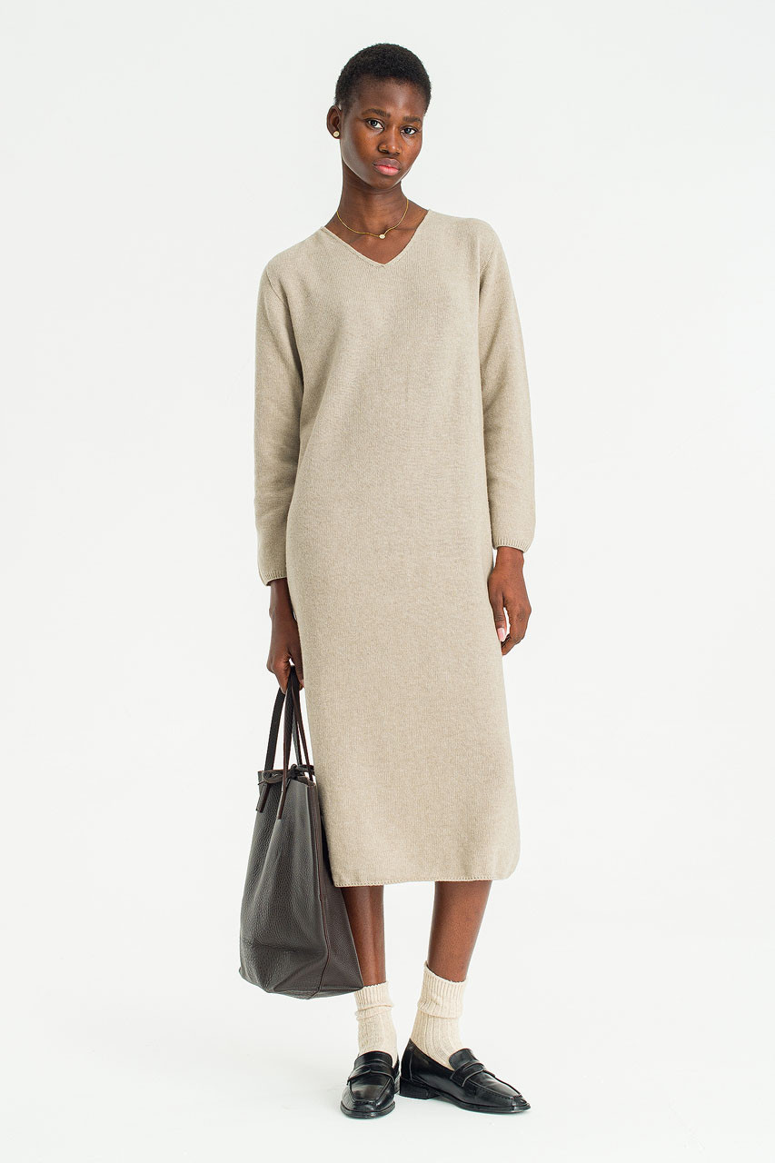 Still Knit Long Dress, Oat