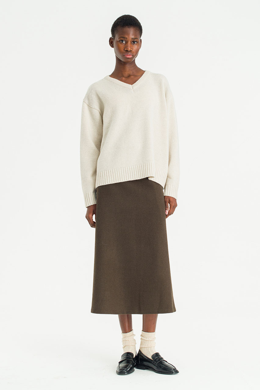 Answer Box V Neck Jumper, Ivory