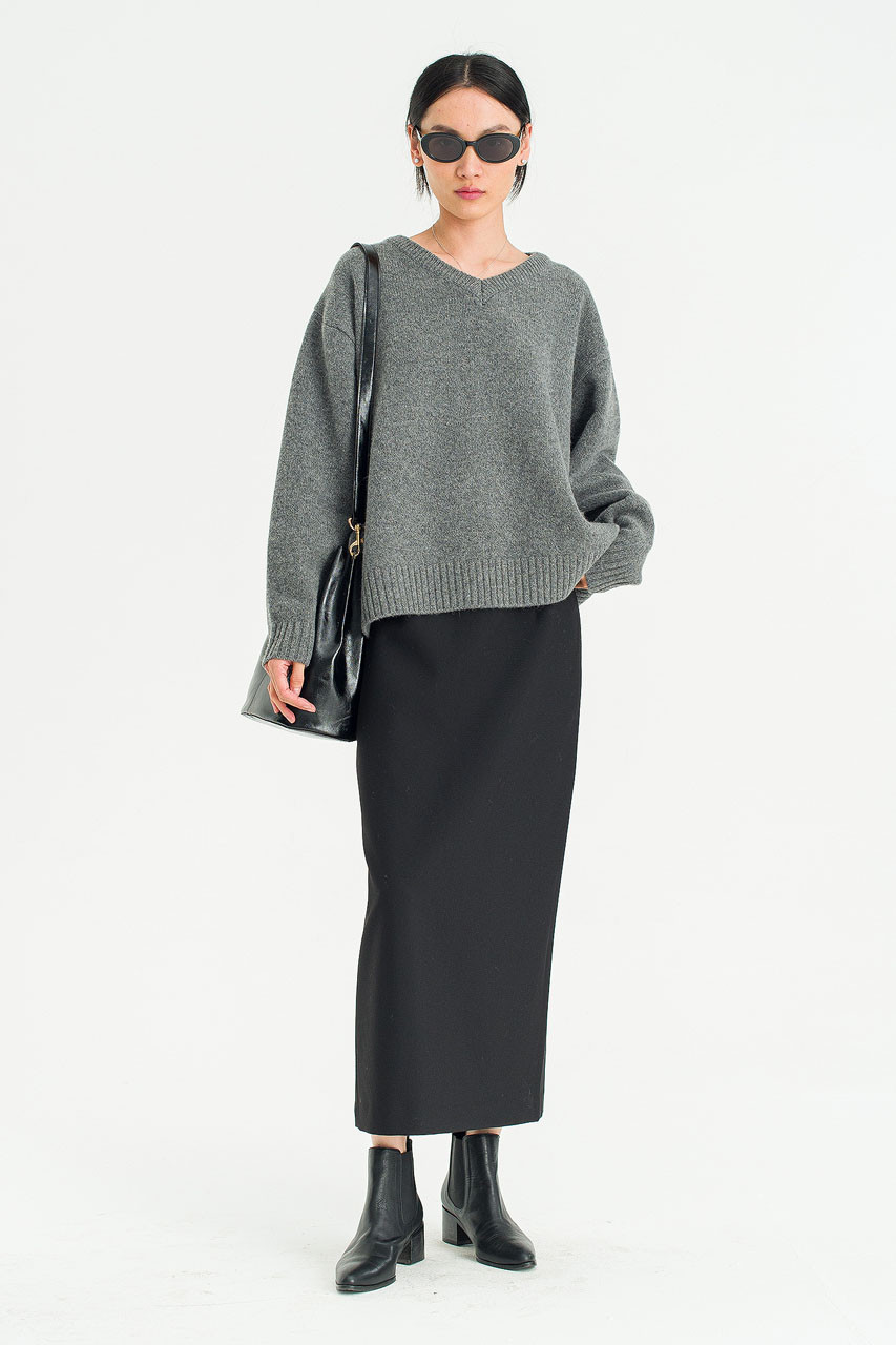 Answer Box V Neck Jumper, Charcoal