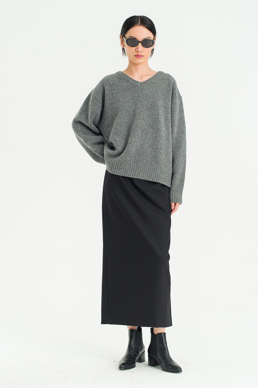 Answer Box V Neck Jumper, Charcoal
