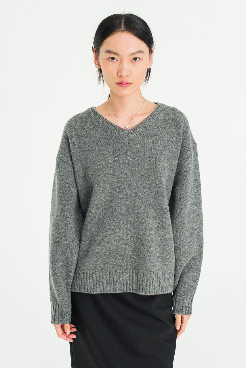 Answer Box V Neck Jumper, Charcoal