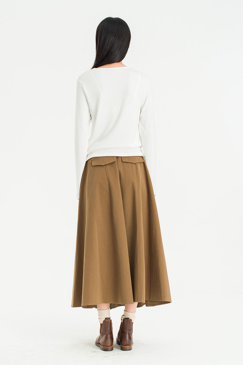 Mocha Cotton Skirt, Brown