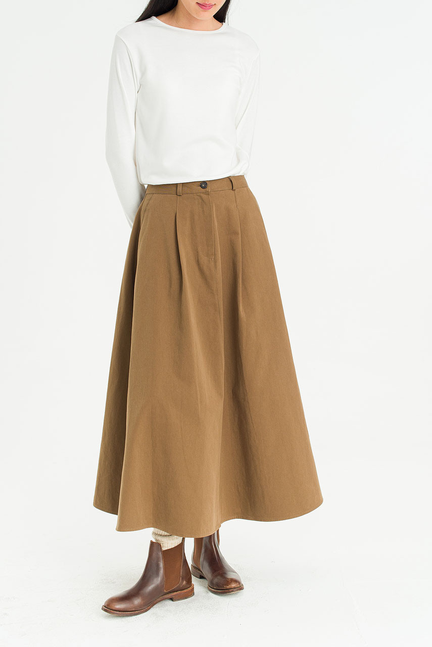 Mocha Cotton Skirt, Brown