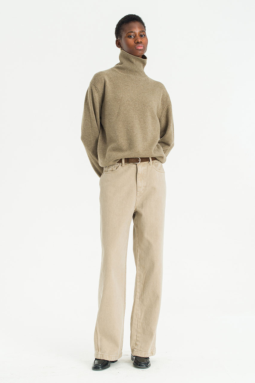 Curved Pigment Jean, Beige