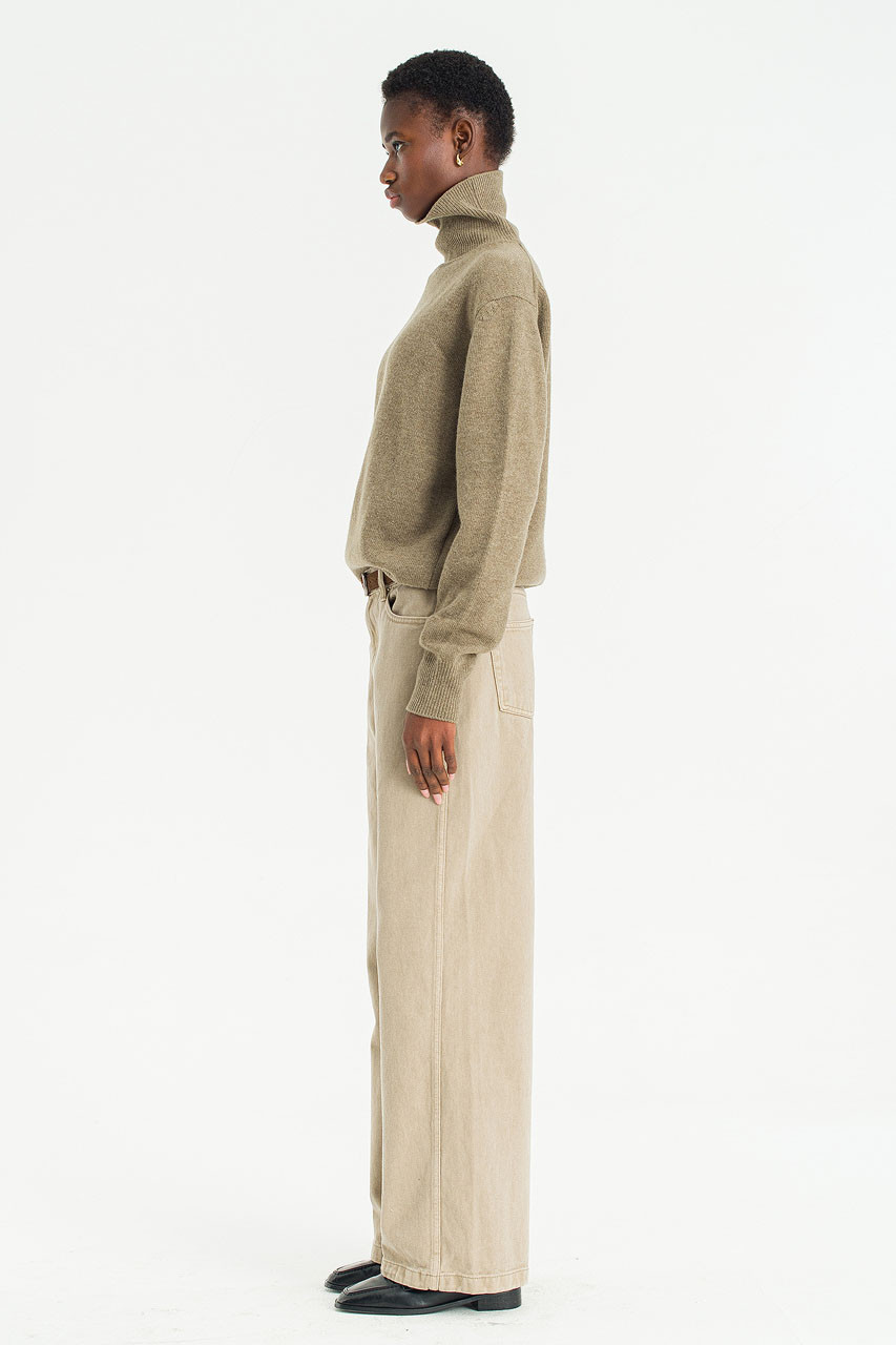 Curved Pigment Jean, Beige