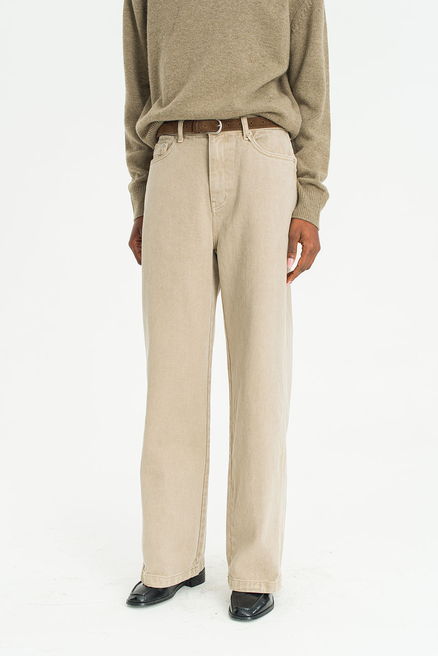 Curved Pigment Jean, Beige