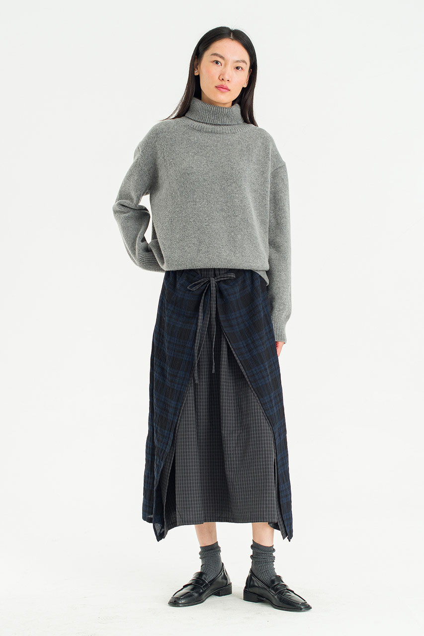 Mora Check Skirt, Charcoal